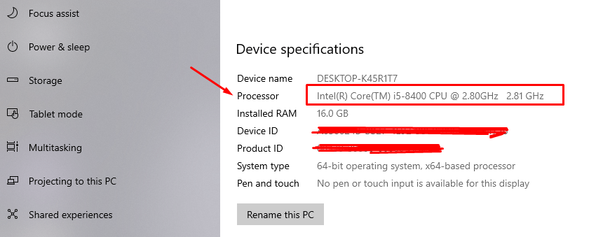 find your cpu specs